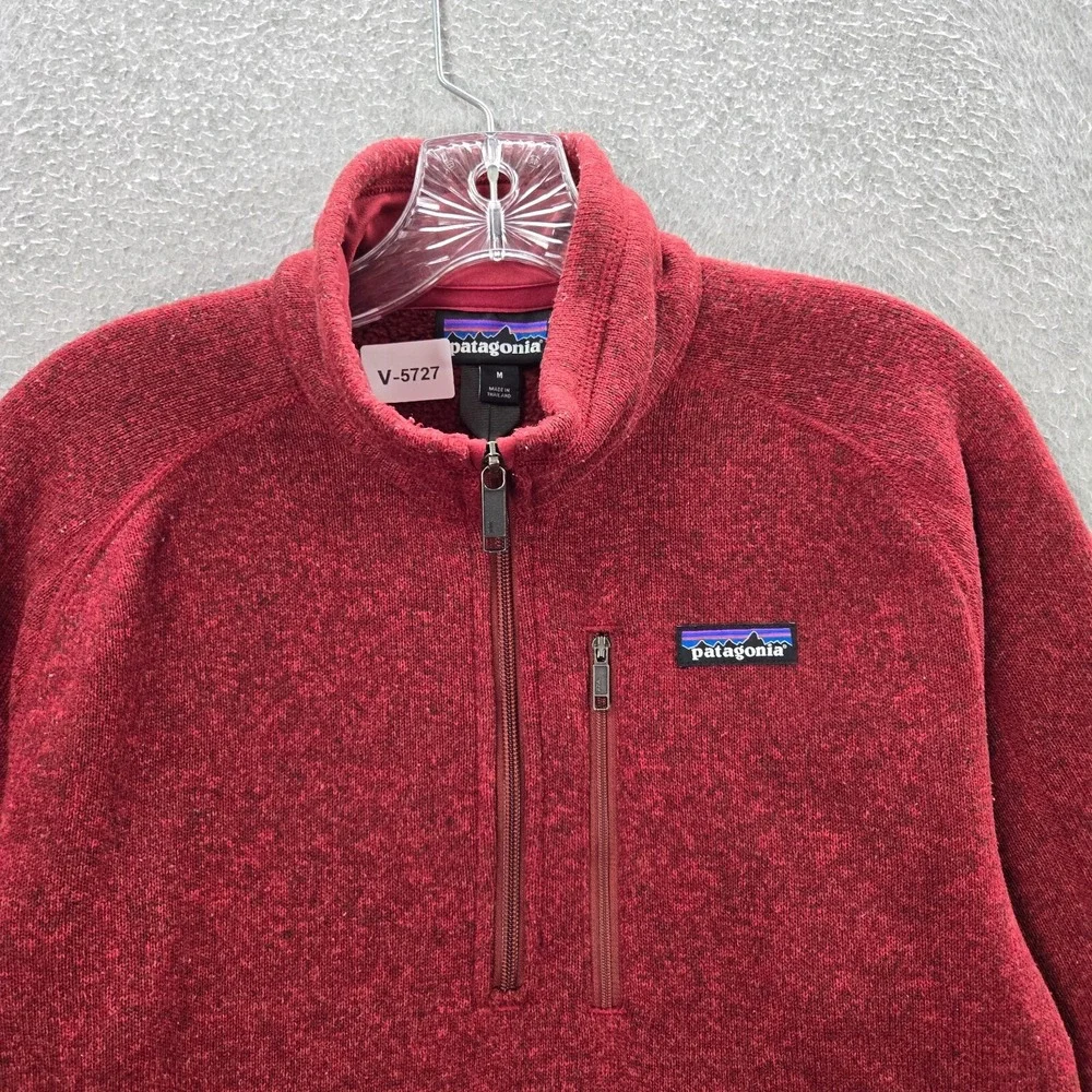 Patagonia‎ Men Sweatshirt Medium Red Better Sweater Fleece 1/2 Zip Mock Neck